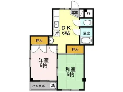 ゼフィルス花の木(2DK/3階)の間取り写真