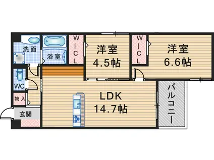 ARMOJOUR MATIN(2LDK/3階)の間取り写真