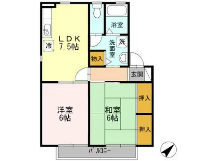 フォレスト・ヴィラB(2DK/2階)の間取り写真