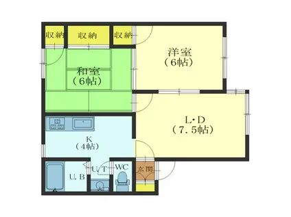 カーサ湯の浜I(2LDK/1階)の間取り写真