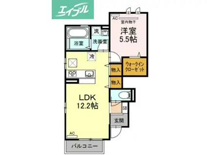 チェーロ セレーナB棟(1LDK/1階)の間取り写真