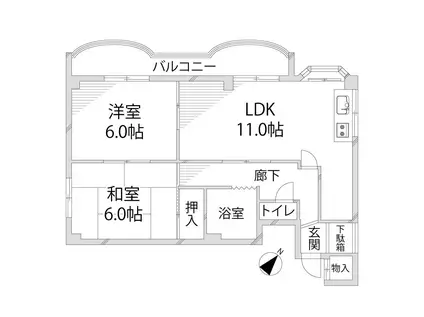 コーポラスSK(2LDK/3階)の間取り写真
