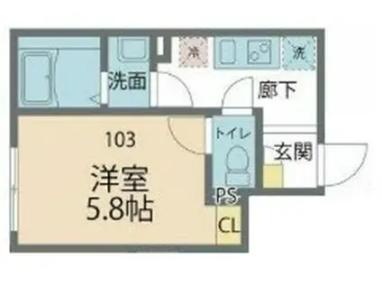 カインドネス蕨V(1K/2階)の間取り写真