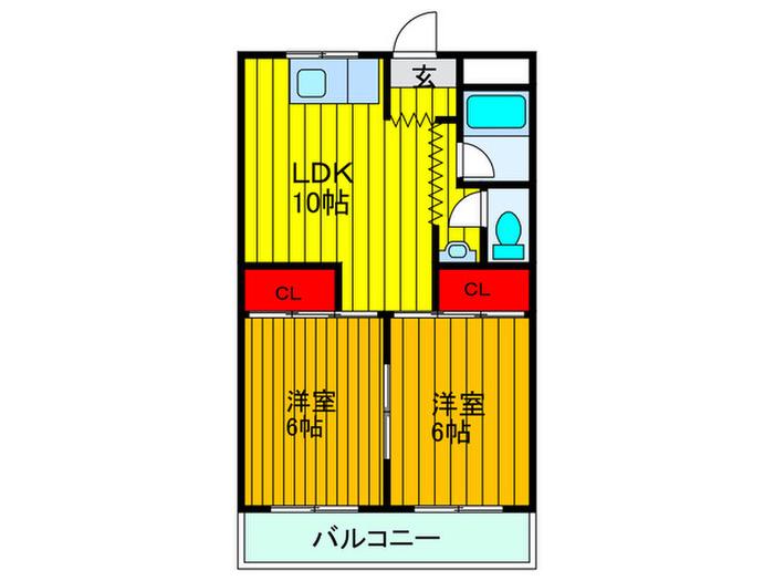 サンコーポ八雲(2LDK/3階)の間取り写真