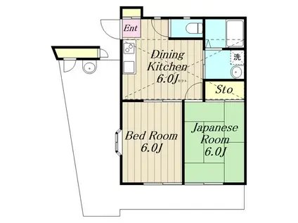 金田神田アパート(2DK/2階)の間取り写真