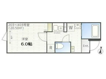 スカイテラス西日暮里(1K/4階)の間取り写真
