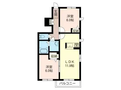 アリュールI(2LDK/1階)の間取り写真
