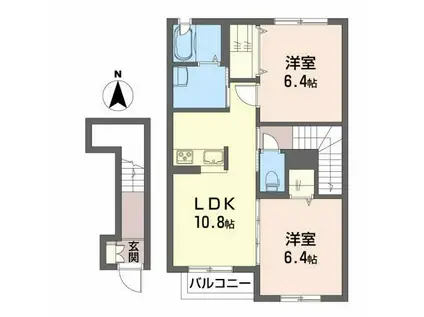 プライムタウンA(2LDK/2階)の間取り写真