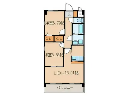 パークアヴェニュークニワ(2LDK/3階)の間取り写真