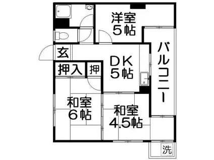 デベロップハイツ(3DK/2階)の間取り写真