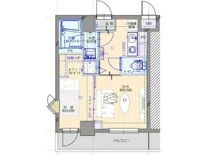 コーポ代々木上原(1DK/5階)の間取り写真
