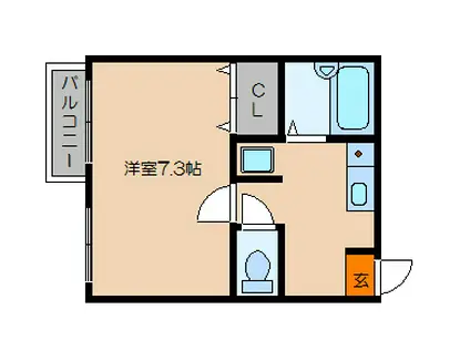 マピエス下鴨(1K/1階)の間取り写真
