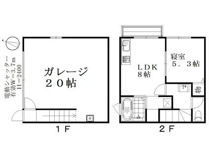 SPCガロワ基地α(1LDK/1階)の間取り写真