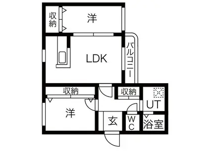 メープル北郷(2LDK/2階)の間取り写真