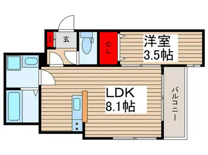 CRELISS浦和(1LDK/2階)の間取り写真