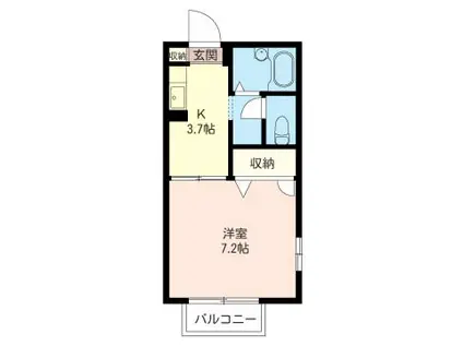 ベルテ伊藤F(1K/2階)の間取り写真