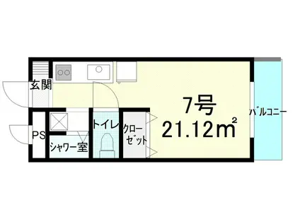 遠石ガーデンヒルズ(ワンルーム/2階)の間取り写真