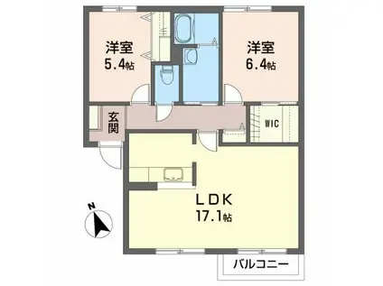 メゾンブールバールJ C(2LDK/2階)の間取り写真