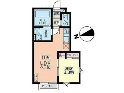 デュマンI(1LDK/1階)の間取り写真