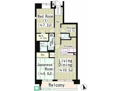 ファインクレスト若葉台(2LDK/7階)の間取り写真