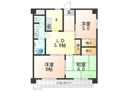 アドニス(3LDK/5階)の間取り写真