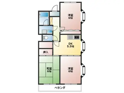 カーサD・H(3DK/1階)の間取り写真