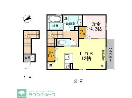 BARDS TOWN(1LDK/2階)の間取り写真