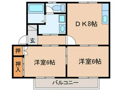アデリアハウス(2DK/1階)の間取り写真