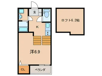PARK SIDE FUKIAGE(1K/2階)の間取り写真