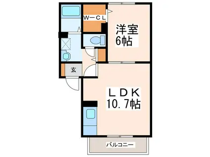 ウィルモア世安(1LDK/2階)の間取り写真