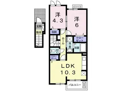 ベル ソレイユII(2LDK/2階)の間取り写真