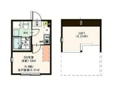 GOLD板橋(1K/2階)の間取り写真