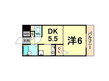 グランピア今津(1DK/8階)の間取り写真