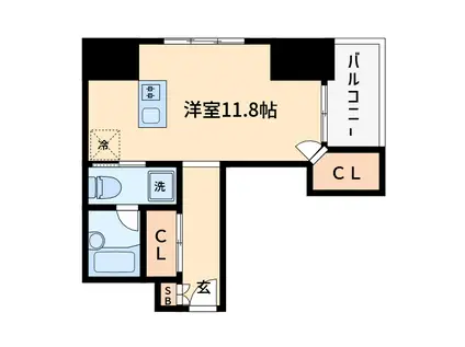 クリスタルブライト本町東(1K/3階)の間取り写真