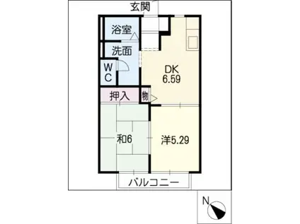 ディアスYTI(2DK/1階)の間取り写真