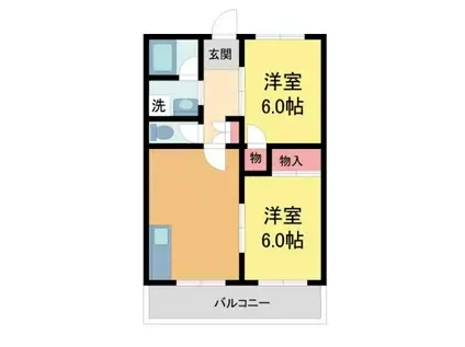 松ヶ丘ハイツ(2LDK/3階)の間取り写真