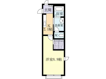 マストライフ百合ヶ丘I(1K/2階)の間取り写真