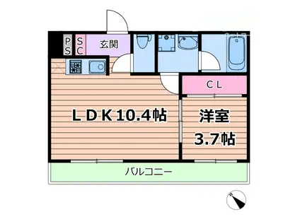 グランエピ(1LDK/4階)の間取り写真