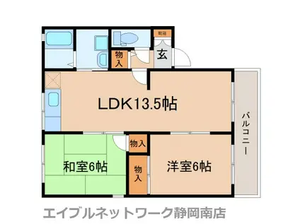 レインボー石津中町(2LDK/2階)の間取り写真