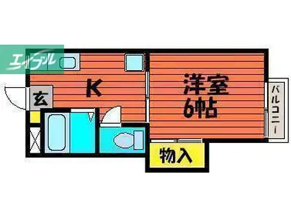 ライブラリーハイツ(1K/1階)の間取り写真