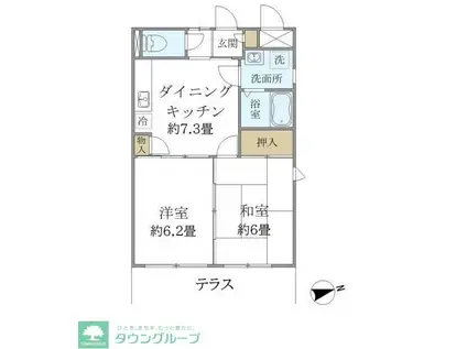 フォルス船橋3(2DK/1階)の間取り写真