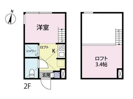 ル・プレジール(ワンルーム/2階)の間取り写真