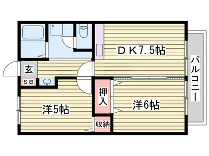 サンシティ宮前(2DK/1階)の間取り写真