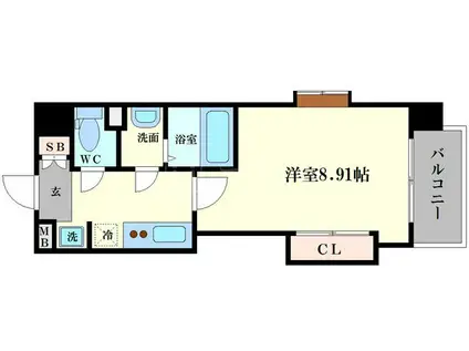 ラグゼ難波西II(1K/13階)の間取り写真