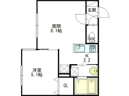 ESTOR NANGO (1LDK/2階)の間取り写真