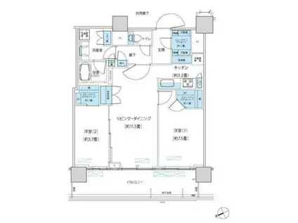パークシティ柏の葉キャンパス ザ・ゲートタワー ウエスト(2LDK/34階)の間取り写真