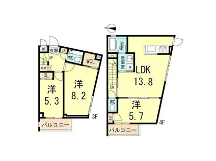 RA-ASHIYA(3LDK/3階)の間取り写真