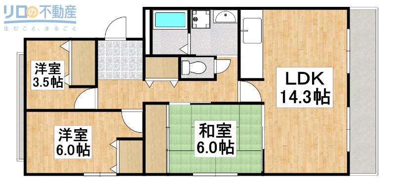 エスペランサ宝塚弐番館(3LDK/3階)の間取り写真