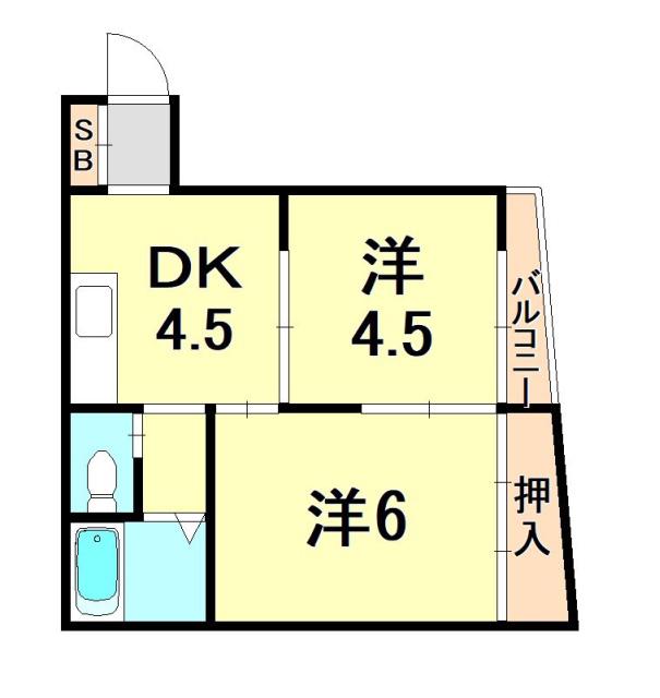 平野マンション(2K/2階)の間取り写真