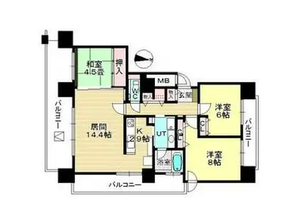 ディーグラフォート琴似メトロポリスビアン・ヴェルデコート(3LDK/10階)の間取り写真